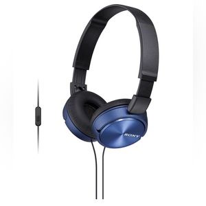 Sony MDR-ZX310AP ZX Series Wired On Ear Headphones with mic, Blue, 1 x 1 x 1”